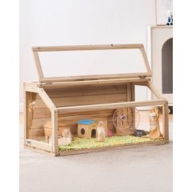 Wooden Hamster Cage Habitat 32 in Clear Mice Rodents Small Animals Cage