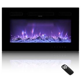 42 inch Electric Fireplace Wall Mounted Recessed with Remote Control 1500W