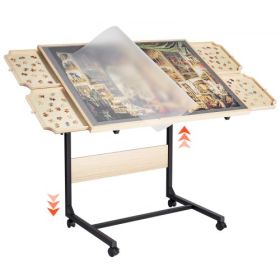 1500Piece Puzzle Board with Leg Drawer Adjustable Portable Wooden Jigsaw 34x25in