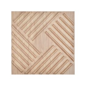 3D Wall Panels 12-Pack 19.7x19.7 in PVC 32 Sq.Ft Coverage Slat Light Wood Color