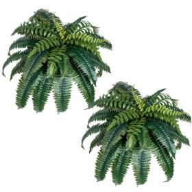 2 Pcs Artificial Boston Ferns Plastic Fern 35 Branches Indoor Outdoor Decor
