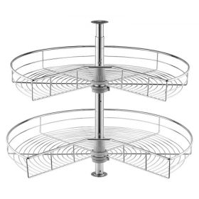 28" 2 Tier Kidney Shaped Chrome Corner Organizer Lazy Susan Cabinet Blind Corner