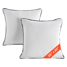 20 x 20 in Throw Pillow Inserts Pack of 2 White Down Alternative Pillows Square
