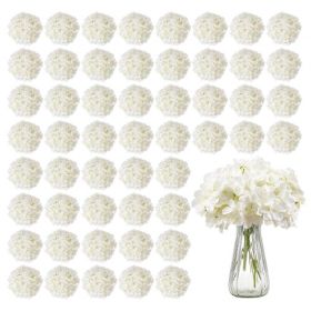 65 Pcs Artificial Silk Hydrangea Flowers 9.8 In Bouquet Arrangement White