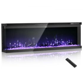 60 inch Electric Fireplace Three Sided Glass Wall Mounted Recessed 1500W
