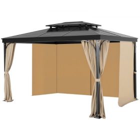 Outdoor Gazebo Privacy Curtain 12' x 10' x 7.3' Waterproof Gazebo Curtains Khaki