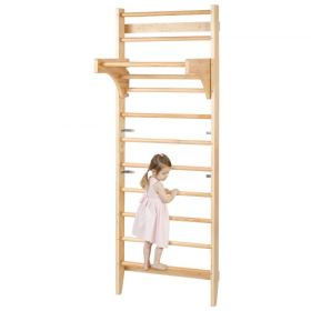 VEVOR Swedish Ladder Wall Gym 10-Level Wooden Indoor Playground Climbing Ladder