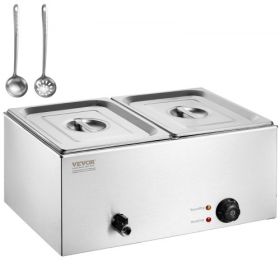 VEVOR Commercial Electric Food Warmer 2-Pan Countertop Buffet 24QT Bain Marie
