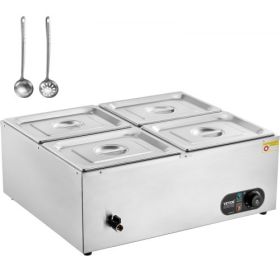 VEVOR Commercial Electric Food Warmer Countertop Buffet 4*12Qt Pan Bain Marie