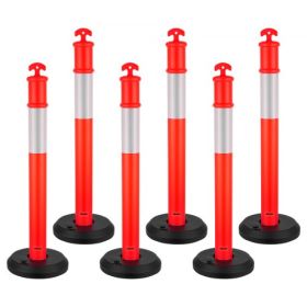 VEVOR 6 Packs Traffic Delineator Posts 48 in Traffic Safety Cones Fillable Base