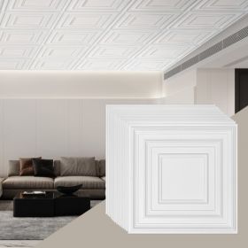 VEVOR Ceiling Tiles 12-Pack 24 x 24 in PVC Easy Installation White Peg Pattern