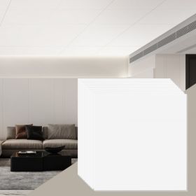 VEVOR 12-Pack 24 x 24 in Drop Ceiling Tiles - Premium PVC Foam Sheet, Fire-Rated & Flexible, Easy Installation, Home/Office Decoration, Smooth White