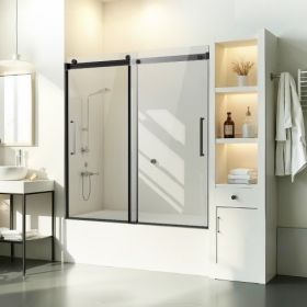 Frameless Sliding Bathtub Door 56-60 in.W x 60 in.H Frameless Shower Glass Door