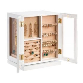 Jewelry Box 360° Rotating Jewelry Organizer with 5 Spacious Drawers White