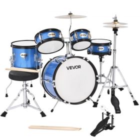 Kids Drum Set 5-Piece Junior Musical Drum Kit with 14 in Bass Drum (Blue)
