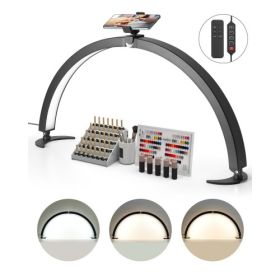Nail Desk Light 40 W Half Moon Desk Lamp with Phone Holder Adjustable Brightness