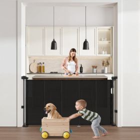 Retractable Baby Gate 34 in Tall Extend to 55 in Wide for Kids or Pets Black