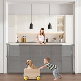 Retractable Baby Gate 34 in Tall Extend to 71 in Wide for Kids or Pets Gray