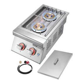 VEVOR Double Grilling Side Burners for Outdoor 2x17,000BTU Propane & Natural Gas
