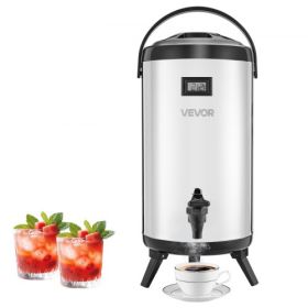 Insulated Beverage Dispenser for Hot & Cold Drinks 2.4 Gal Stainless Steel