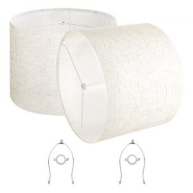 Drum Lamp Shade 2 Set 16 x 16 x 12 in Round Lampshade with Harp (Light Linen)