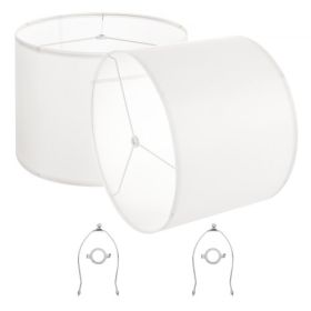 Drum Lamp Shade 2 Set 16 x 16 x 12 in Round Lampshade with Harp (Off-white)