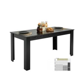 63in Rectangle Dining Table Wood Kitchen Table for 4-6 Person Black (Only Table)