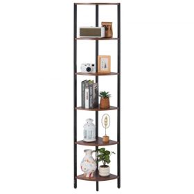 VEVOR 6 Tier Corner Shelf Tall Corner Stand with LED Light Narrow Display Rack