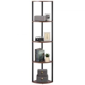 VEVOR 5 Tier Corner Shelf Tall Corner Stand with LED Light Narrow Display Rack