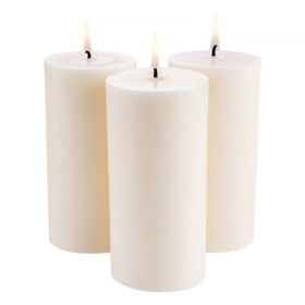 VEVOR 3 Pack Unscented Pillar Candles 65 Hours Long Burning Christmas White,Flickering-Flame Effect