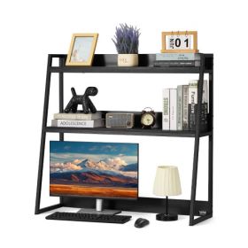 Desktop Bookshelf Desktop Storage Organizer 2-Tier for Office & Home Black