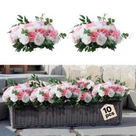 Flower Balls for Wedding Centerpieces Fake Flower Arrangement Pink + White 10PCS