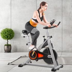 Indoor Cycling Bike Stationary, Belt Driven Smooth Exercise Bike with Oversize Soft Saddle and LCD Monitor (Option: as picture)