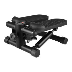 Mini Stepper For Exercise At Home With Resistance Bands LCD Display Capacity 100kg Stair Stepper (Color: Black)