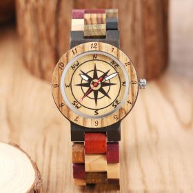 Full Color Wood Compass Plate Men's Lady Couple Watch Personality Scale Men's Watch (Color: Women)