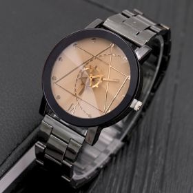 Fashion Gear Compass Turntable Steel Watch Men And Women Couple Watches (Color: Women's Brown)
