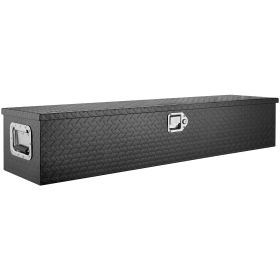 VEVOR Heavy Duty Aluminum Truck Bed Tool Box, Diamond Plate Tool Box with Side Handle and Lock Keys, Storage Tool Box Chest Box Organizer for Pic (Box Size: 48 x 15 x15 inch, Color: Black)