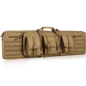 VEVOR Tactical Range Bag, 42 inch Tactical Double Firearm Bag, Soft Outdoor Tactical Case with Lockable Zipper, Portable Handle & Shoulder Strap (Color: BROWN, size: 42 inch)