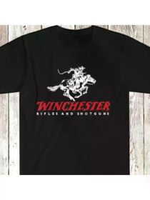 Winchester Firearms Men's Black T-Shirt - Winchester Rifles & Shotguns Graphic, 100% Cotton, (Color: Black, size: XL)