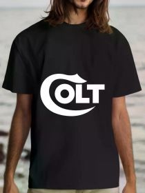COLT Gun T-SHIRT Amendment Rights Pistol Firearms Rifle (Color: Black, size: L)